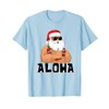 Aloha Santa Claus Funny Christmas Hawaii Santa T-Shirt, blue