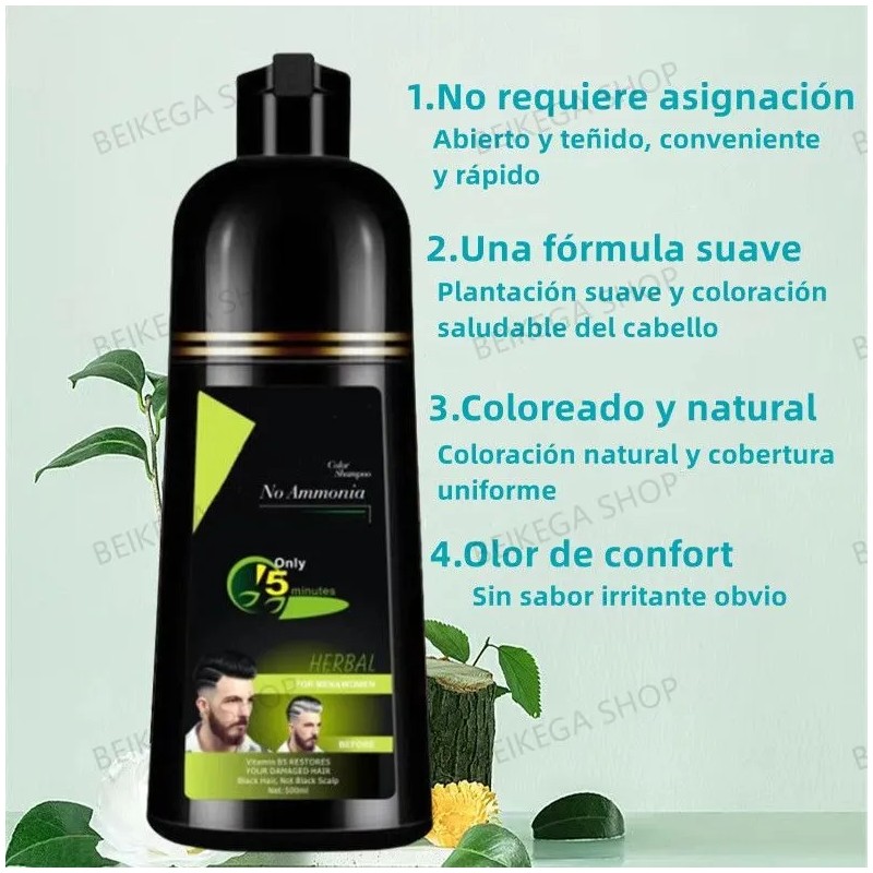 Shampoo Tinte Instantaneo Cubre 500ml Canas Natural Jengibre