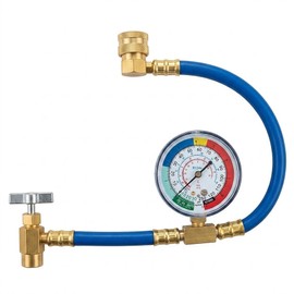 R134a Air Conditioner Gas Charging Hose with Meter, 23.6 inches (60 cm), Japanese Instruction Manual Included, For Cars, Compatible with Air Conditioning Gas Refill, R134 Charge Hose, 23.6 inches (60 cm)