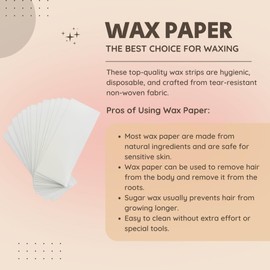 Cotton Paper Wax Strips - Hair Removal Wax Paper for Hot Wax Waxing Strips - Waxing on Sensitive Skin with Soft Wax for legs chest back eyebrow bikini - Pack of 100