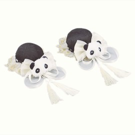 MADDEY Hair Clip, One Touch Bun Hair Pin, Hair Ornament, Single Wear, Cosplay, Chinese Clothing, Lolita, Reversible, Panda, Short Hair, Costume, Unisex, Halloween (White)