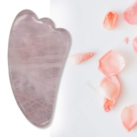 ORILEY OR-GSB-HZ-7-2 Gua Sha Scraping Massage Tool for Facial Glow, Blood Circulation, Natural Jade Stone Removes Toxins, Prevents Wrinkles, Boost Radiance of Complexion (1 Pc, Light Pink)