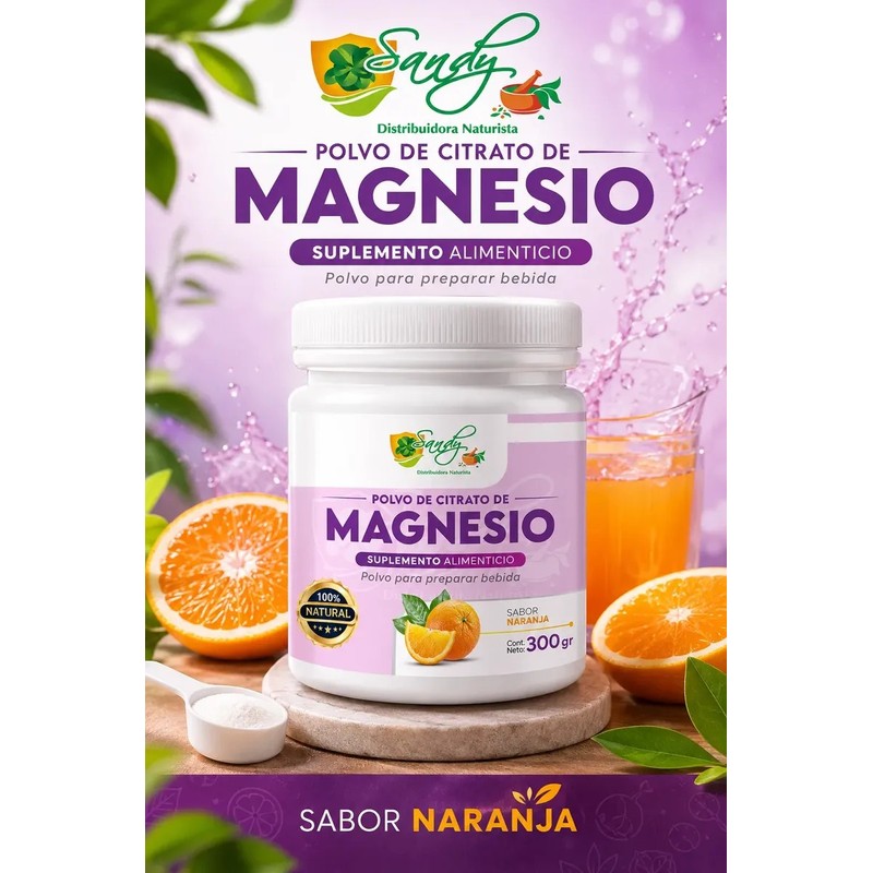 Citrato De Magnesio En Polvo 300g Sabor Naranja Sandy