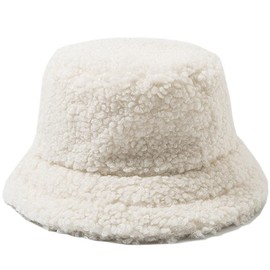 DURINM Appa Hat Women's Fishing Hat Winter Appa Bucket Hat Outdoor Winter Hat Lambs Leisure Hat Fluffy Bucket Hat Faux Fur Fluffy Fishing Hats Foldable Thickened Warm Hat, White