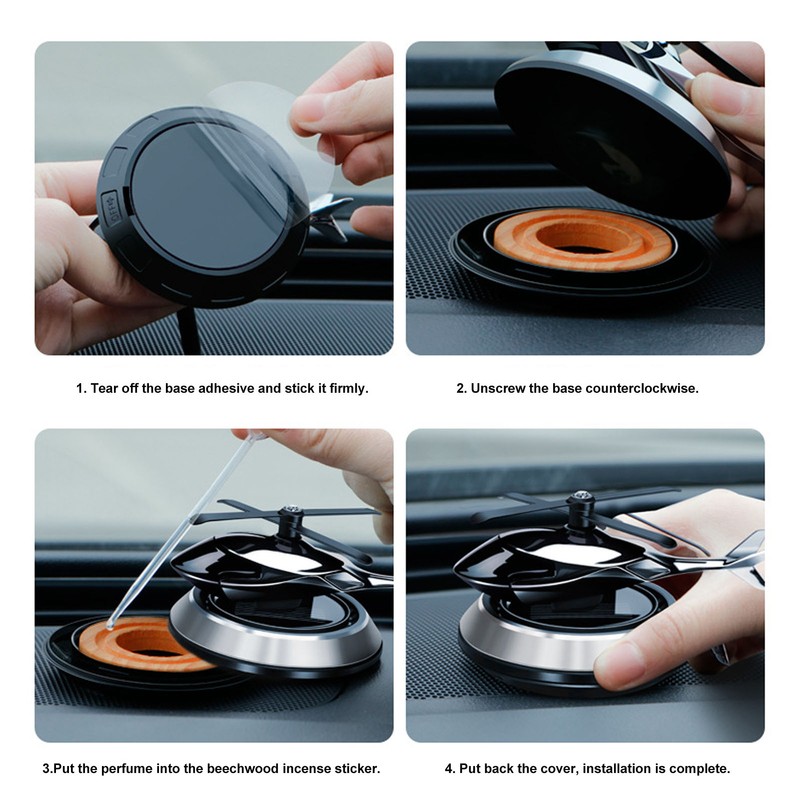 Car Air Fresheners with Solar Rotating Relieve Stress Purifie Odors