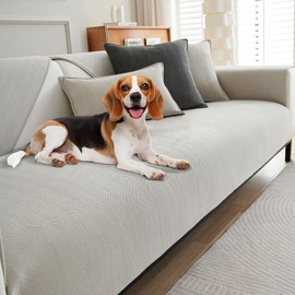 OTOB Chenille Couch Cover for Dogs Washable Non-Slip Sofa Protectors, Pet & Kid-Friendly Dog Couch Seat Covers, Furniture Protector Fits All Sofas Styles, All Seasons(Beige, 28"*28")