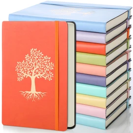 Dispowreath 10 Pack Lined Journal Notebook A5 Leather Hardcover Journals for Writing 200 Pages 10 Colors Notepad for Travel Work School Office Business Note Taking Diary 5.7" x 8.3" (Vibrant Color)