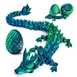 3d Printed Dragon Eggs with Dragon inside, Mystery Articulated Crystal Dragon, Executive Desk Fidget Toy Home Decor, Easter Basket Stuffers, Easter Party Favors Gifts for Boys Kids(Laser Green)