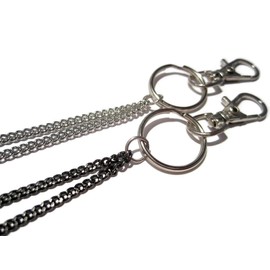 Set of 2 Chain Lanyards - Silver and Gunmetal Set - Id Badge Holder Set - ATLanyards