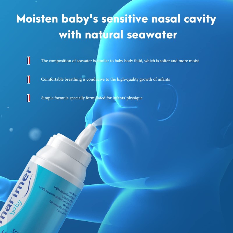 Marimer Baby Saline Nasal Spray All-Natural Seawater for Sinus Rinse