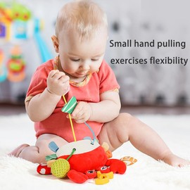 Car Seat Toys for Babies 0–12 Months – Hanging Baby Activity Toy for Car Seat, Stroller, Crib & Gym – Infant Plush Rattle with Mirror, Crinkle, Clip-On for Boys & Girls