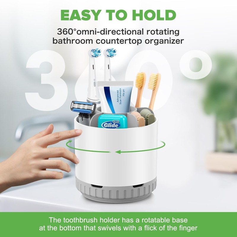GFWARE Toothbrush Holders for Bathrooms - White Rotating Kids Electric