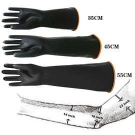YIOIY Chemical Resistant Gloves, Heavy Duty Rubber Gloves, Industrial Protective Gauntlets Gloves, Reusable, Resist Strong Acid, Alkali and Oil (Thick, 35CM)