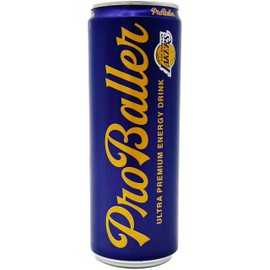 ProBaller Ultra Premium Energy Drink - Lakers Edition -NSF SPORT CERTIFED - Natural Energy Drink with Electrolytes, Organic Agave Natural Green Bean Caffeine, Biotin, Calcium, Potassium, Essential B-Vitamins with B12 (methylcobalamin), 12 fl oz (pack of 15)