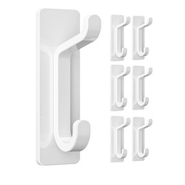 Josmimic Self Adhesive Hooks, Extra Sticky and Strong, Hanging up to 10LB, Heavy Duty Stick on, No-Nail Hook for Back of Door, White 6 Pack