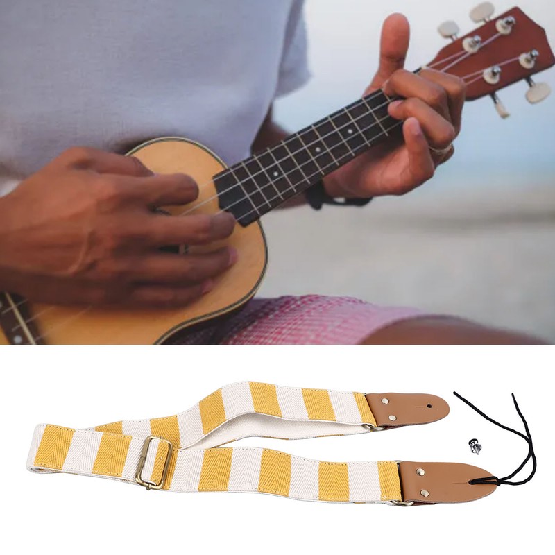 Guitar Strap Stylish Stripe Pattern Thickened Cotton Leather Adjustable Guitar