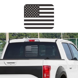 HEVLE Rear Middle Window American Flag Decal, Matte USA Flag Decal, Back Center Sliding Window USA Flag Vinyl Sticker Exterior Accessories Fits for Ford F150 F250 F350 (Matte Black)