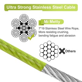 Mi Metty Dog Tie Out Cable 10ft Chew Proof Dog Runner Cable, Heavy Duty Dog Tether, Training Dog Leash for Large Dogs Up to 125lbs,Green