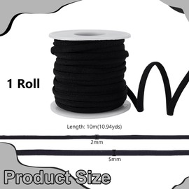 AHANDMAKER 11 Yards Women's Tie Back for Wedding Bridal Gown 0.2 Inch Adjustable Lace up Dress Cord Back Corset Ribbon Replacement Extender Zipper Replacement for Prom Dresses, Black