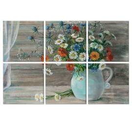 JBER Art Acoustic Panels Decorative, 6 Pack Acoustic Panels Art for Wall Decoration with Self Adhesive, Suitable for Recording Studio, Home Soundproof Wall Panels, 72x48inch (BRIGHT FLOWERS)