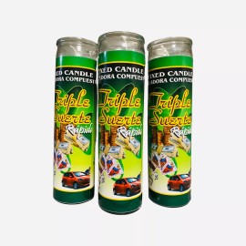 Zodiac TRIPLE SUERTE RAPIDA VELADORA - Triple Fast Luck Fixed Candle, Buena suerte  - 3X CANDLES
