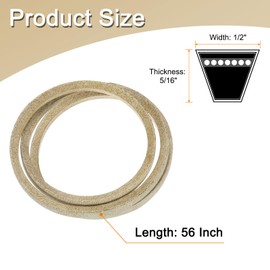 sourcing map 4LK560 Cord Grey Color, 1/2" x 56" Cord for AYP 110411 539110411 AYP 68620，for Troy-Bilt 1717861 37756 954-0230 Mower Deck Belt