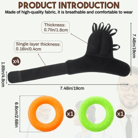 RoundFunny 2 Pairs Weighted Gloves for Tremors with 2 Hand Grip Strengthener Adjustable Hand Stability Aid for Elderly Improved Wrist Mobility, Writing Stability & Strengthening(Black)