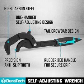 DURATECH Multi-function Adjustable Pipe Wrench Set, 2-Piece, Quick Self-Adjusting, Power Grip for 14-60mm Nuts, Pipes Use