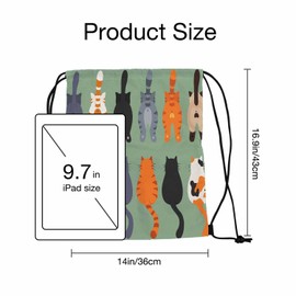 Sotunad Cats Butts Drawstring Bag 14x16.9 Inch Cartoon Cats Poses Behind Gym bag Stroage Small Exercise Accessiors Water Bottle Change of Clothes Shoes