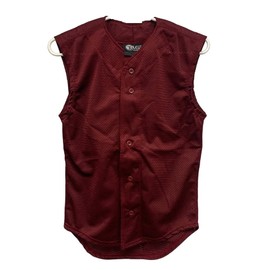 Youth Baseball Jersey, Sleeveless Button-Down Athletic Shirt, Lightweight Mesh, Multiple Colors (US, Alpha, X-Large, Regular, Burgundy)