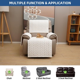 Eismodra Armchair Protector, Armchair Cover for Relaxing Chair, Non-Slip Armchair Cover, Armchair Throw, Sofa Protector Cover with Armrest, Chair Cover for TV Chair, Pets (Cream White, Set of 4)