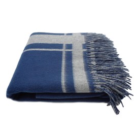 State Cashmere Reversible Throw Blanket with Fringes - Ultra Soft Accent Blanket for Couch, Sofa & Bed - Made with Merino Wool & Cashmere Sourced from Inner Mongolia - (Navy/Heather Grey, 70"x50")