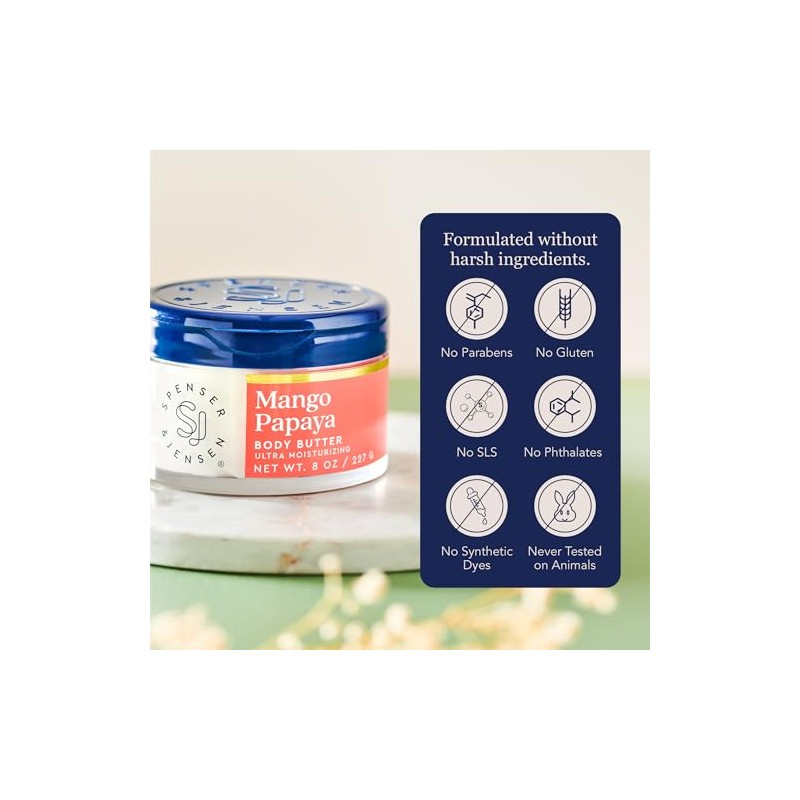 Spenser & Jensen - Mantequilla corporal de 8 onzas (Mango