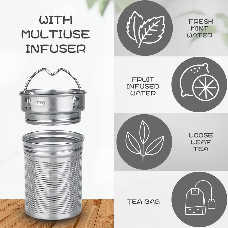 Reeho 32oz Borosilicate Glass Water Bottle with Tea Infuser &
