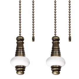 Akahttbn Ceiling Fan Chain Pulls Decorative 12 Inches Bronze Color With White Ceramic Pendant Extension For Ceiling Light Lamp Fan Chain (Copper) 2 Pcs