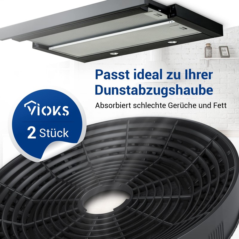 VIOKS Set of 2 Carbon Filters Cooker Hood 160 mm