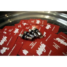 WheelFlip 4 piece set of metal / chrome bolt-in straight wheel valve stems (.453" / 11mm)