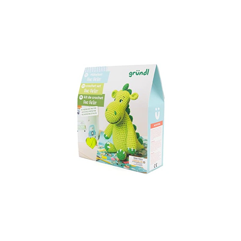 Gründl Dino Dieter Crochet Set, 15 cm, 7 Pieces, Creative