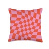 Wavy Checkered Aesthetic Checkerboard Pink Red Orange Cute Throw Pillow