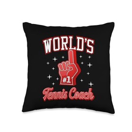 #1 Tennis Coach World's Number One Tennis Coach Foam Finger Throw Pillow