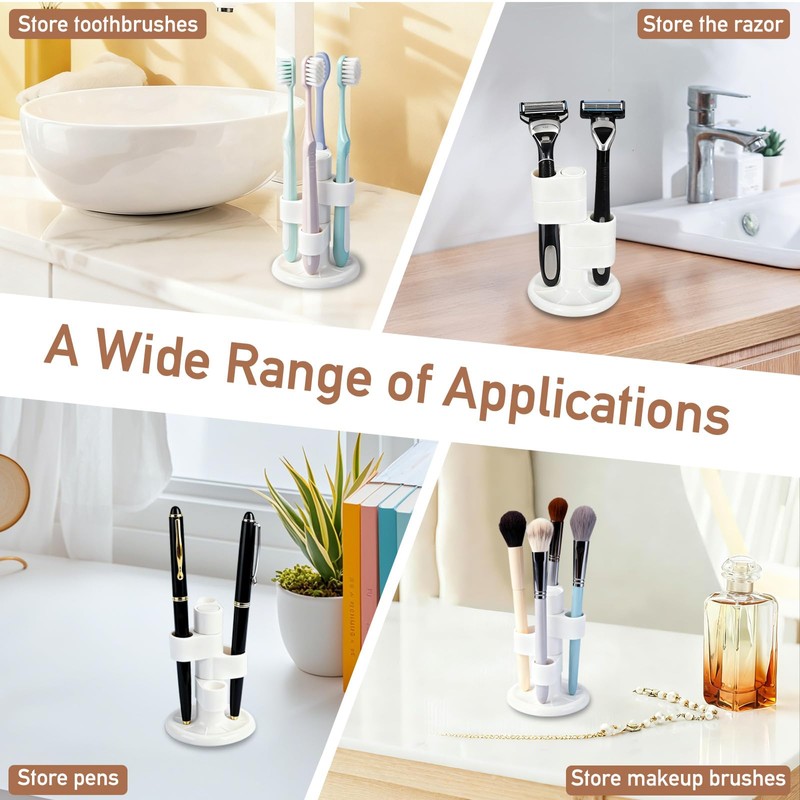 2 Pack 360° Rotating Toothbrush Holder for Bathroom, 4-Slot Toothbrush