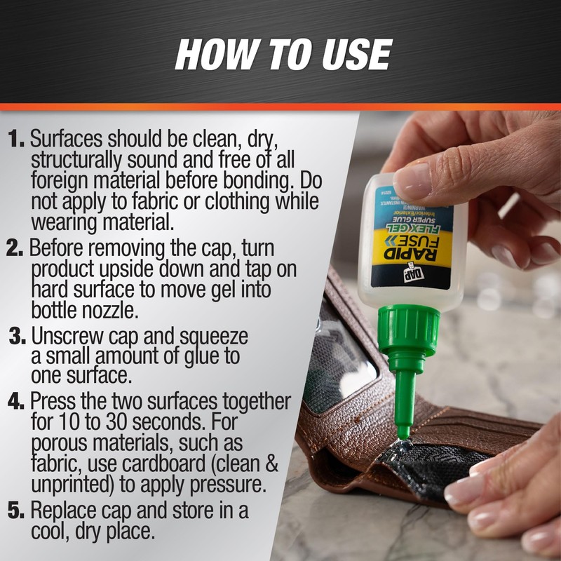 DAP RapidFuse Flex Gel Super Glue, Clear, 0.7 oz (7079800163)
