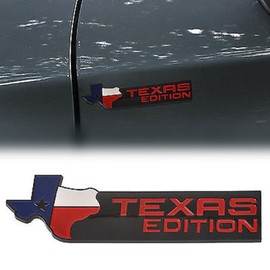 Muzzys (SET OF 2) -BLACK XL- TEXAS EDITION Emblems Badges FITS F150 F250 F350 Tailgate, Universal Stick On Ram, Tundra Tacoma, Silverado, Titan, Hood Door Grille Fender