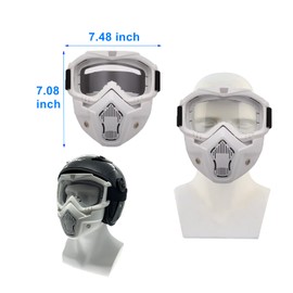 LJDJ Motorcycle Goggles with Removable Face Mask - Dirt Bike ATV Motocross Eyewear Anti-UV Adjustable MX Riding Offroad Cycling Motorbike Protective Glasses Racing Combat Tactical Military Goggles