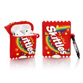 YIGEYI Silikon Hülle Kompatibel mit Airpods 1 & 2 Funny Cute 3D Cartoon Case Cover[Spaß Snacks-Serie] (Skittles)