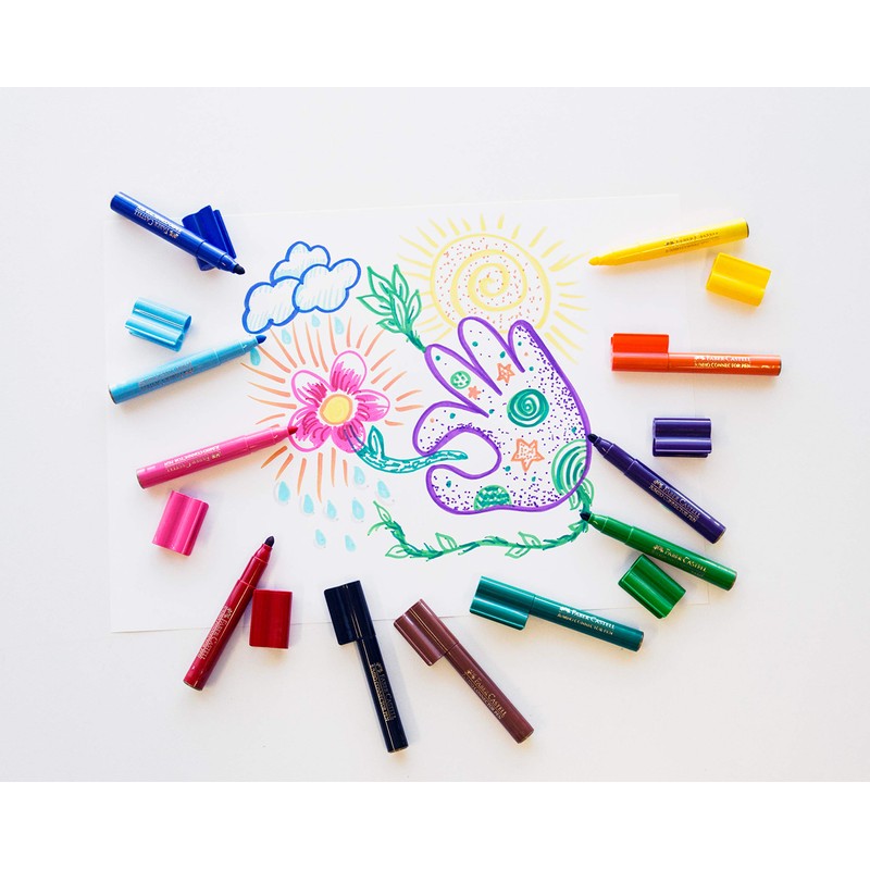 Faber-Castell Thick Jumbo Connector Pen Colour Markers, Assorted – Pack