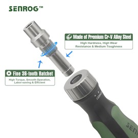 Senrog Tool 24-in-1 Ratcheting Screwdriver set, Multibit set, (Phillips,Slotted,Hex,Square,Torx) 18 Pieces 1 inch bits and 6 Pieces 2 inches bits included,Cushion Grip Handle.
