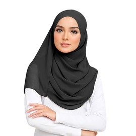 Muslim Hijab Women's Muslim Headscarf Islamic Face Veil Long Turban Lightweight Hair Scarf Elegant Chiffon Chemo Cap Women Scarf Women's UV Protection Head Cap Elastic Outdoor Everyday Life