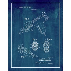 Glue Gun Patent Print Midnight Blue with Border (5" x 7") M14477