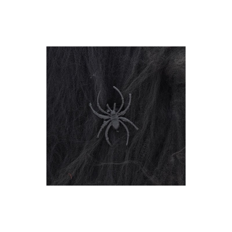 Halloween Colorful Faux Spider Webs with Plastic Spiders Bundle of